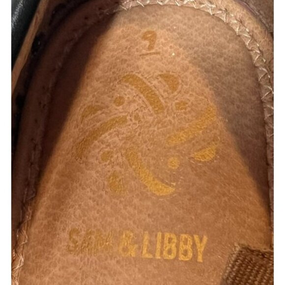 Sam & Libby Rylan Black Lug Sole Loafers Gold Buckle Detail Size 9 Womens Shoes - Picture 10 of 12